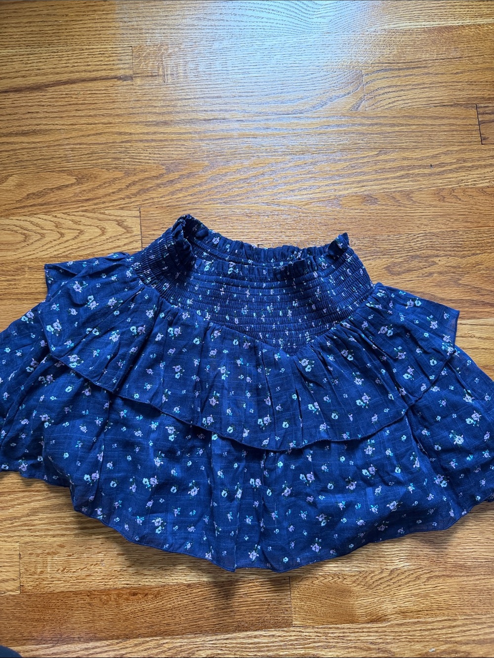 Katie J NYC Navy Floral Tiered Skirt
